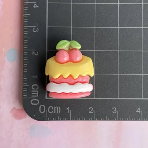 Cute resin cake cabochon with cherry decor, mini DIY craft accessory for hair clips 1pc
