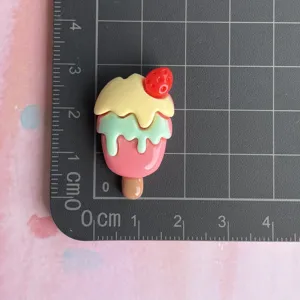 Cute resin ice cream charm fruit cabochon DIY craft accessory for hair clip phone case decor