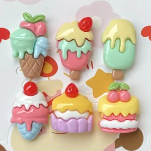 Cute resin ice cream cake cabochons flatback charms for DIY hair clips phone case decors