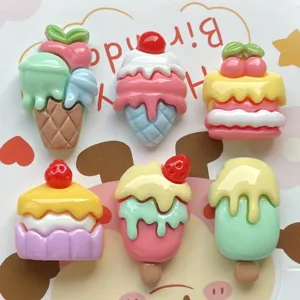 Cute resin ice cream and cake cabochons for DIY hair clips, phone cases and shoes decoration.