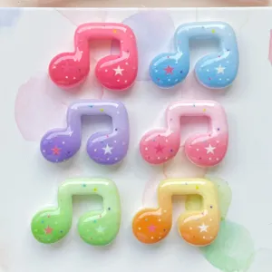 Musical Note Star Resin Charms Colorful Gradient Flatback DIY Accessories For Phone Case Stationery Hair Clips Craft Decoration