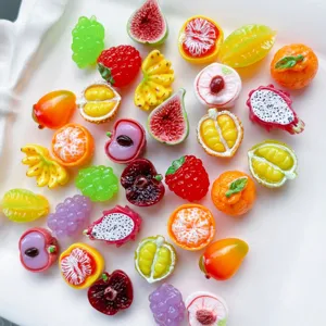 Miniatura frutta resina ciondoli cabochon retro piatto per accessori artigianato