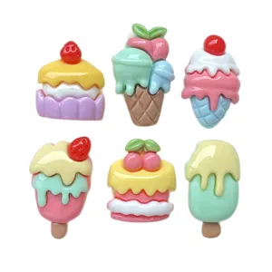 Cute pastel resin ice cream cake cabochons for DIY hair clips crocs charms phone case decor
