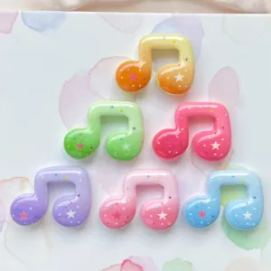 Colorful resin music note charms with star glitter, perfect for DIY phone cases and hairpins.