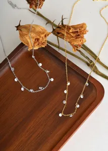 Delicate s925 silver zircon station necklace, elegant double-color clavicle chain jewelry.