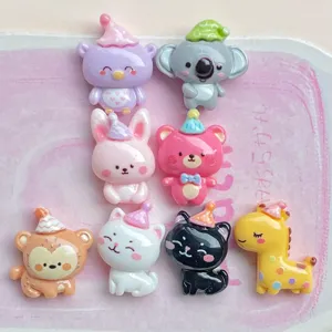 Cute cartoon animal resin charms party hat DIY accessories for hair clips shoe charms crafting