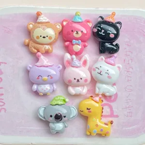 Mini cute party animal resin charms, cartoon flatback cabochons for DIY crafts hair clips.