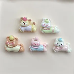 Mini cute running animal cartoon resin charms, rabbit cat dog DIY hair clip phone case accessories