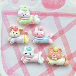 Mini cute running animal resin charms, perfect for DIY phone cases and hair clips crafting.