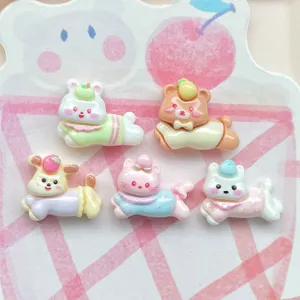 Cute mini running animal resin charms flatbacks for DIY phone case and hair clip decorations.
