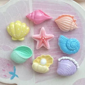 Mini resin sea shell starfish charms flatback cabochons for phone case DIY craft deco