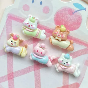 Cute mini resin running animal charms, rabbit dog flatback for DIY phone case crafts decoration.