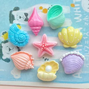 Mini colorful resin shell starfish charms DIY phone case hair clip craft accessories
