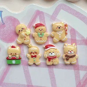 Christmas gingerbread man and animal resin cabochons charms for DIY hair clips phone cases.