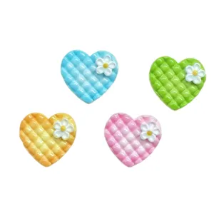 Mini karo herz harz anhänger bunte cabochons für diy haarspangen basteln dekoration