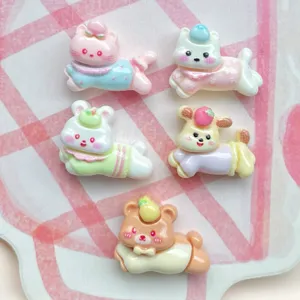 Mini cute running animal resin charms for DIY phone case hair clip cute craft decor