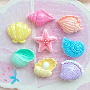 Mini colorful resin sea shell conch starfish cabochons for DIY phone case hair clip crafts