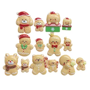 Cute Christmas gingerbread resin cabochons, DIY crafts, phone case slime charms accessories.