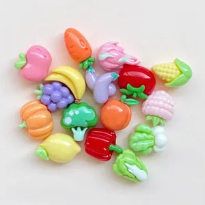 Mini frutta verdura ciondoli resina vista dettagliata, perfetti per nail art forcina e accessori fai.