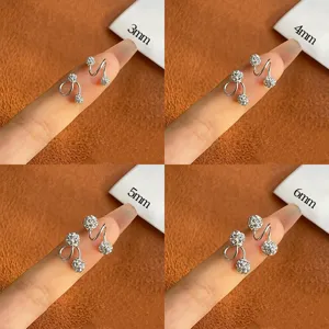 Pendientes Shamballa de plata esterlina S999 pernos cartílago circonita en S