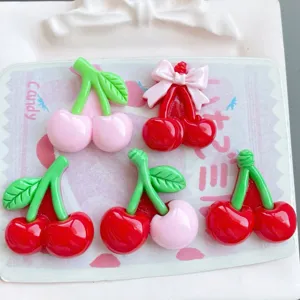 Large cherry resin charms pink red cabochons diy jewelry accessories crafts phone case decors