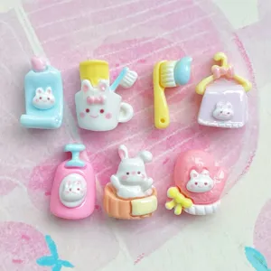 Mini simpatico coniglio resina ciondoli kawaii bagno fai da te artigianato accessori capelli
