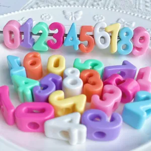 Cuentas numericas de acrilico perforadas para cadenas de telefono y accesorios DIY.