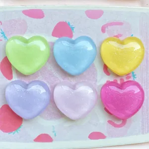 Glitter Candy Color Heart Resin Accessories DIY Materials For Hair Clips Phone Case Shoe Decorations Sweet Charms
