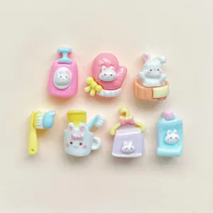 Mini cabochon resina coniglietto bagno per accessori DIY mollette portachiavi decoro.