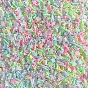 Paillettes en argile polymere etoiles et batonnets pastel pour DIY et coque de tel