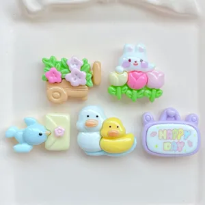 Bonito juego de abalorios planos de resina para manualidades funda de teléfono y decoración