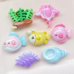 Cute resin marine animal charms DIY flatbacks for hairpins and shoes decoration 7pcs