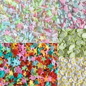 Tranches de Pâte Polymère Étoile de Mer Cœur Feuille Étoile Perles Plates pour Coque de Téléphone Matériaux de Bricolage Accessoires DIY