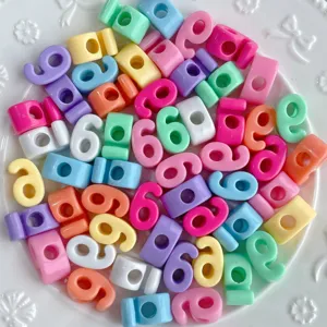 Cuentas de números acrílicos coloridos, accesorios de joyería para manualidades