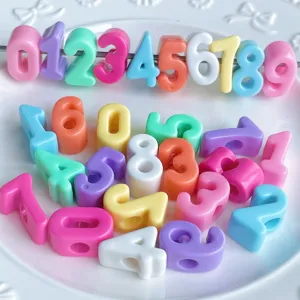Cuentas de Números de Acrílico Coloridas Números Arábigos Cuentas Espaciadoras Perforadas Para Bricolaje Joyería Hecha a Mano Accesorios