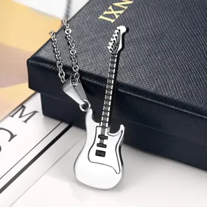Hip-Hop Punk Gitarre Anhänger Halskette Edelstahl Galvanisiert O Kette Rockband Schmuck Geschenk Für Herren Damen
