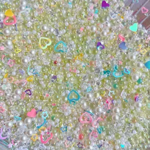 Mixed DIY resin beads pearls and cute heart charms for slime and phone case crafts