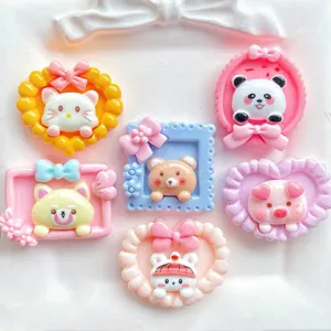 Cute cartoon animal resin cabochons for DIY phone case hair clip and craft decoration details