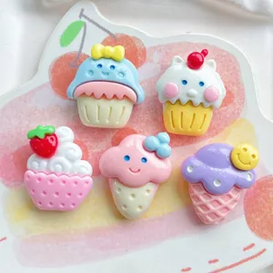 Cute resin smiling cupcake ice cream cabochons DIY phone case accessories handmade crafts