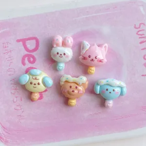 Mini animal cream resin charms cute rabbit bear cat flatback DIY hair clip crafting patches