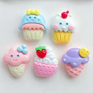 Cute resin ice cream cupcake cabochons for DIY phone case and hair clip decoration.