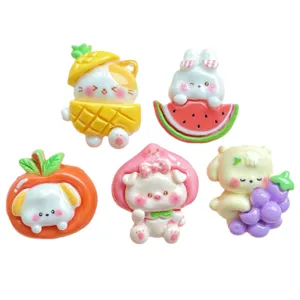 Cute fruit animal resin charms flatback cabochons DIY phone case hair clip accessories