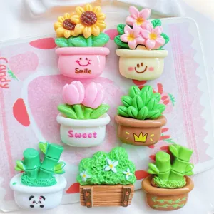 Kunstharz Topfpflanzen Miniaturen Sukkulenten Blumen Cremekleber DIY Deko Cabochons