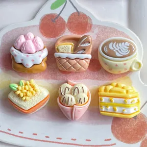 Resin miniature food cabochons set for hair clips, fridge magnets, and DIY crafts.