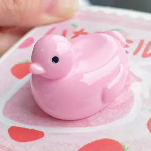 Grazioso ciondolo anatra in resina rosa miniatura per portachiavi artigianato fai da te