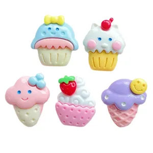 Cute resin ice cream cupcake flatbacks charms for DIY phone case and hair clip decoration
