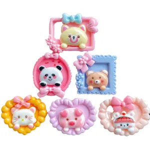 Cute cartoon animal resin cabochons flatbacks for DIY phone case hair clip craft decor 6pcs