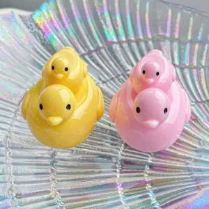 Simpatici ciondoli in resina di anatra gialla e rosa 3D per portachiavi fai da te e accessori.