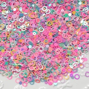 Mix di paillettes ad anello colorate per artigianato fai da te, scrapbooking e progetti.