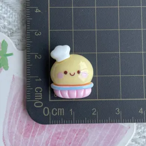 Cute resin cake cabochon DIY charm with chef hat for phone case hairpin jewelry making crafts.